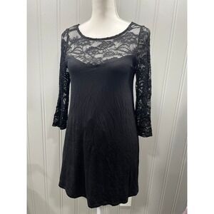 Black Lace Sleeve Sheath Dress Women's Size S 3/4 Sleeve Elegant Occasion